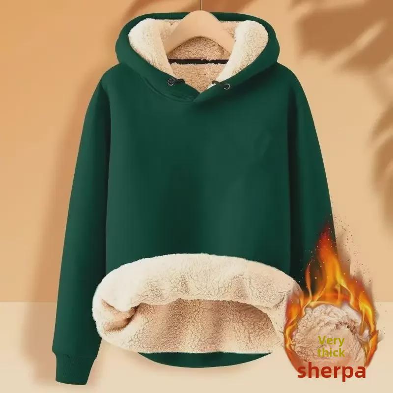 VantaGoods Heren Plus Fluwelen Dikke Warme Capuchon Sweatshirt - Trendy Lamsleren Pullover M donkergrijze kleur