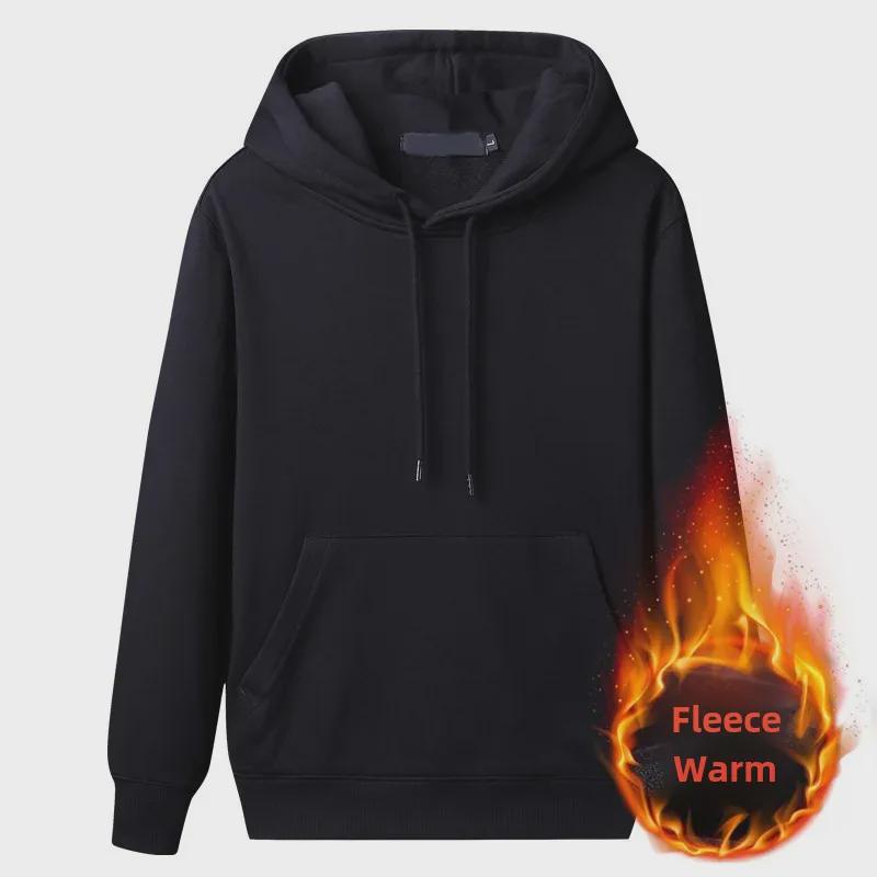VantaGoods Dikke, met fluweel gevoerde capuchontrui voor heren: Trendy ronde hals trui voor herfst/winter, Koreaanse stijl. L