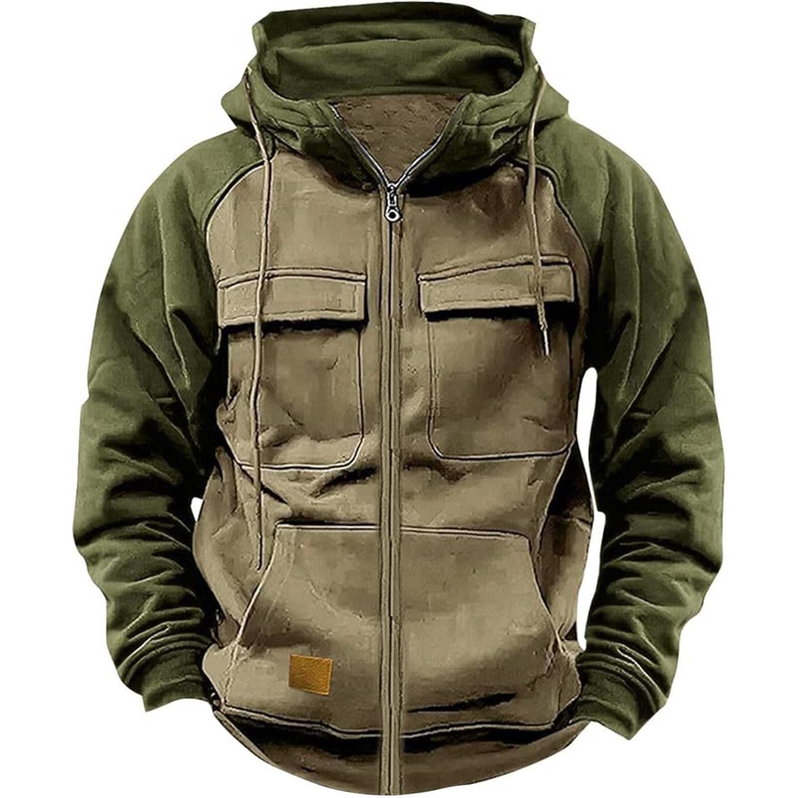 Tooyoo Herfst Winter Hoodies Heren Rits Patchwork Warme Fleece Sweatshirts Meerdere Zakken Heren Mode Capuchon Jas Dikke Outdoor Hoodie 3XL koningsblauwe kleur