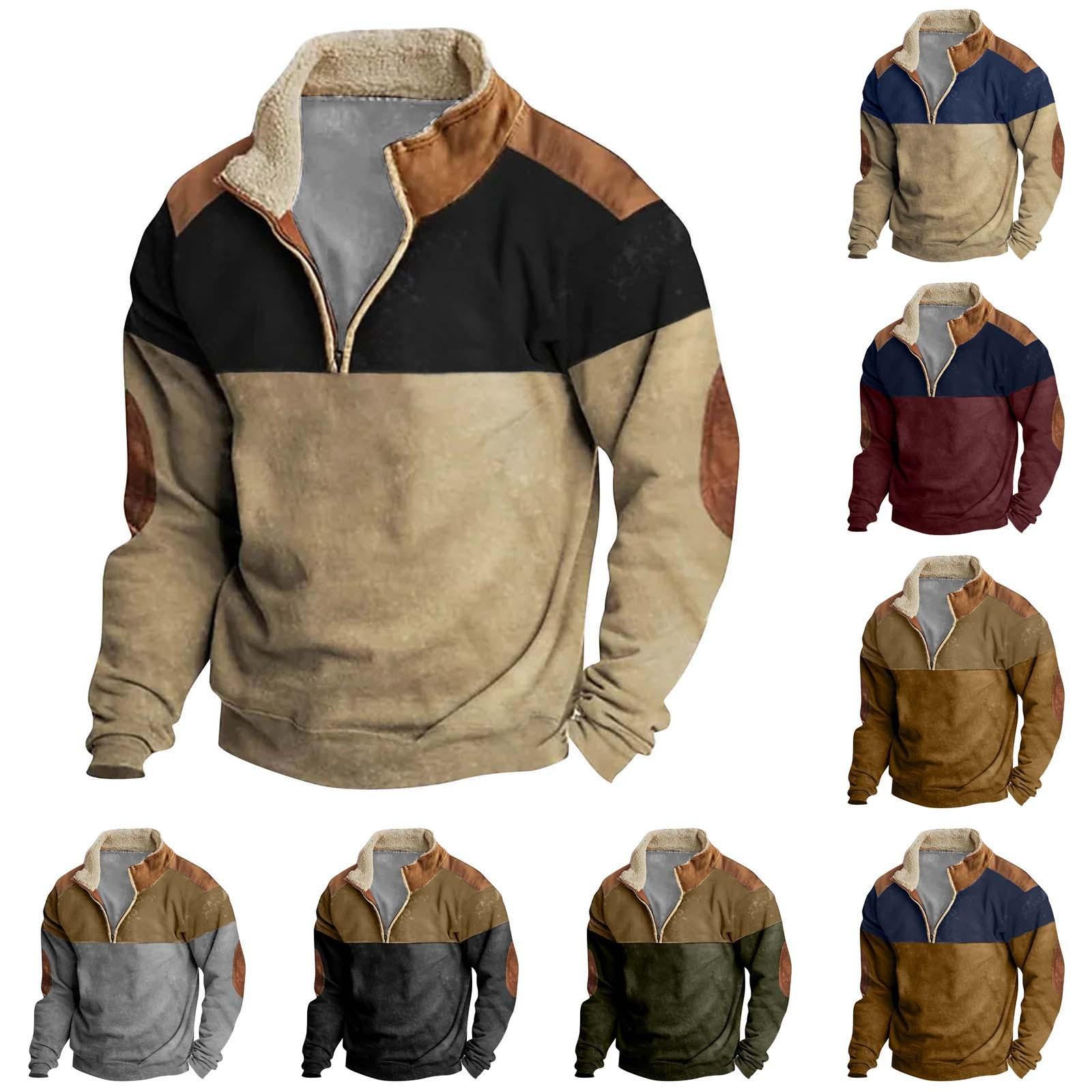 Wahaha123 Lente en heren staande kraag sweatshirt is outdoor casual truien tops XXXXXL wijn