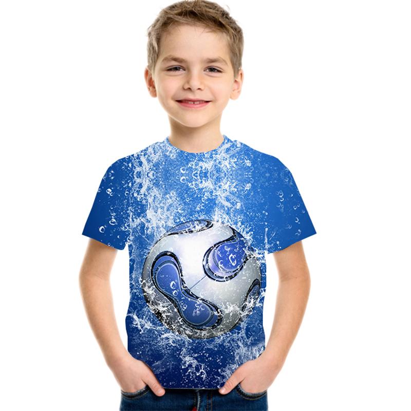 HerSight Korte mouw zomer grappig voetbal kinderen shirt 3D kinder T-shirts casual ballen kleding jongens meisjes tee 110