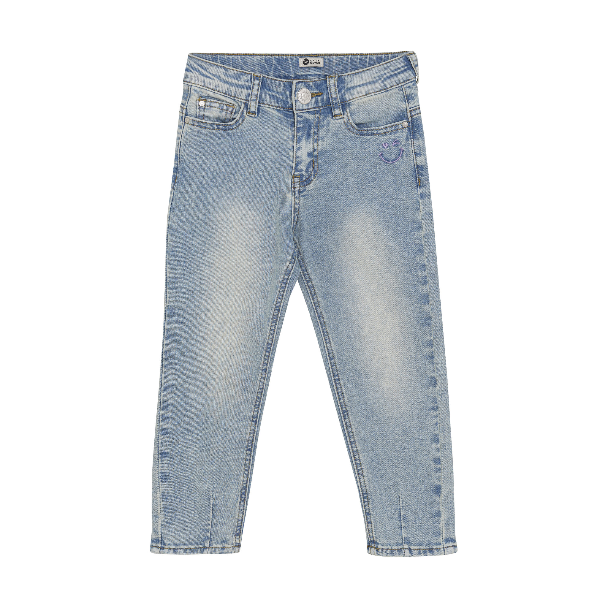 Daily7 winter jeansbroek meisjes - blauw - mom fit/harten zak