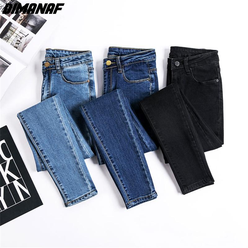 Dimanaf 2022 Zomer Slim Jeans Lange Broek Vrouwen Elastische Slim Basic Broek Losse Casual Denim Vrouwelijke Casual Broek Broek Blauw Zwart 4XL lichtblauwe kleur
