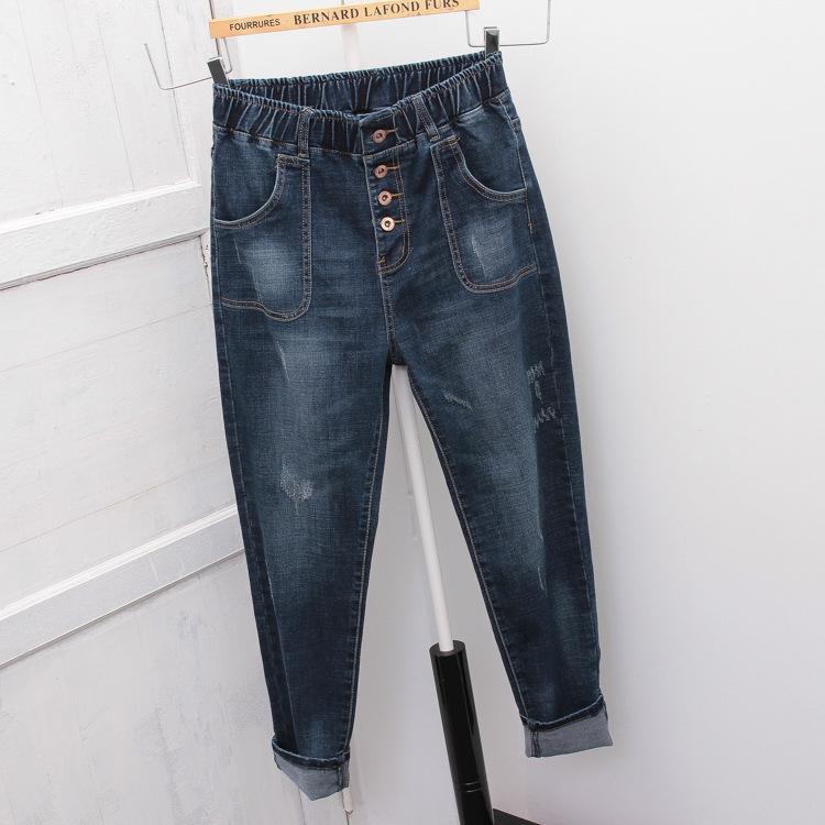 SpeakHero Plus size hoge taille dames vintage harembroek losse boyfriend denim jeans streetwear broek XXXL blauw
