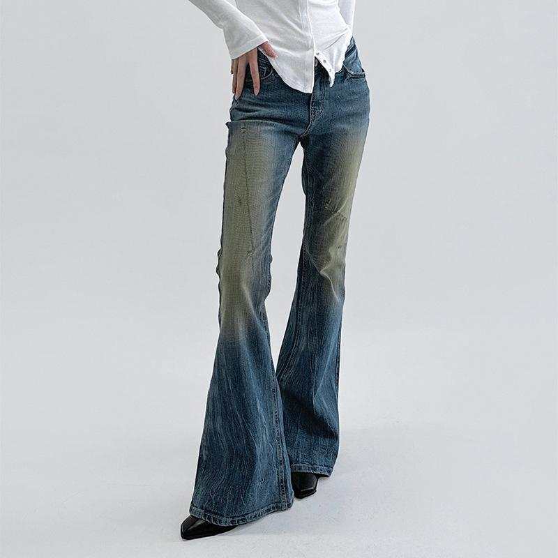 Omena Vintage denim flare broek voor dames L blauw