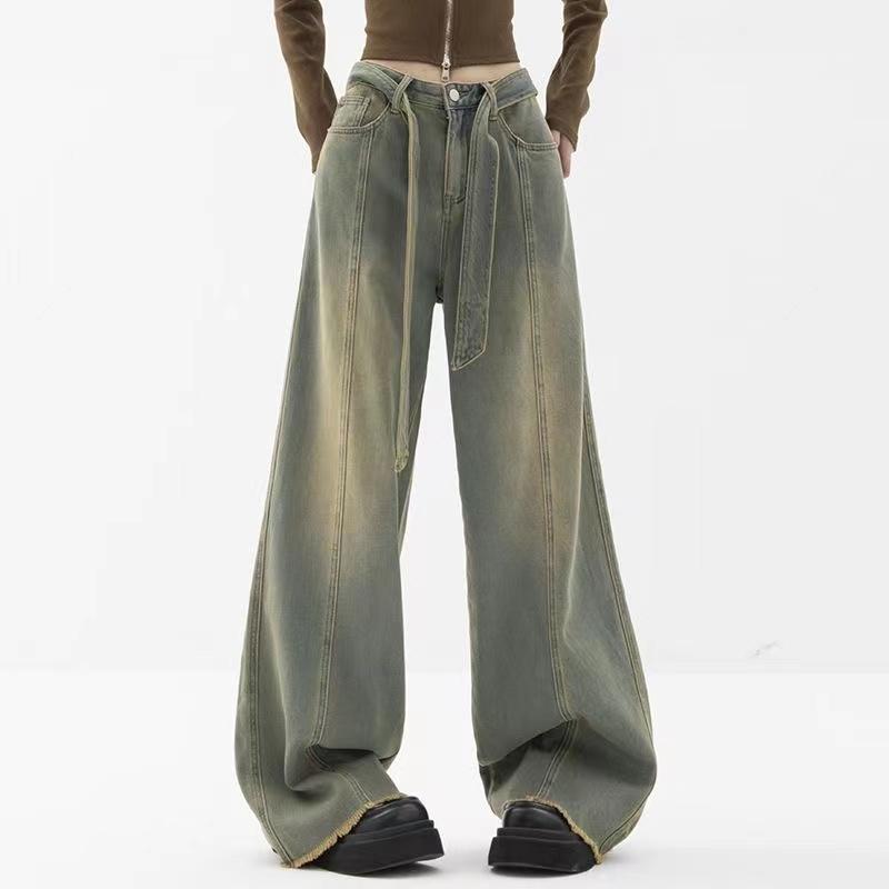 Exotic Winter Y2k Mode Vrouwen Harajuku Jeans Wijde Pijpen Punk Losse Casual Lange Broek Denim Cargo Baggy Broek Femme Streetwear XXL blauw