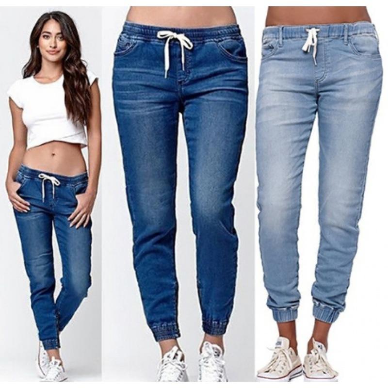 Mille Lente dames plus size modieuze casual legging jeans XXXXL donkerblauwe kleur