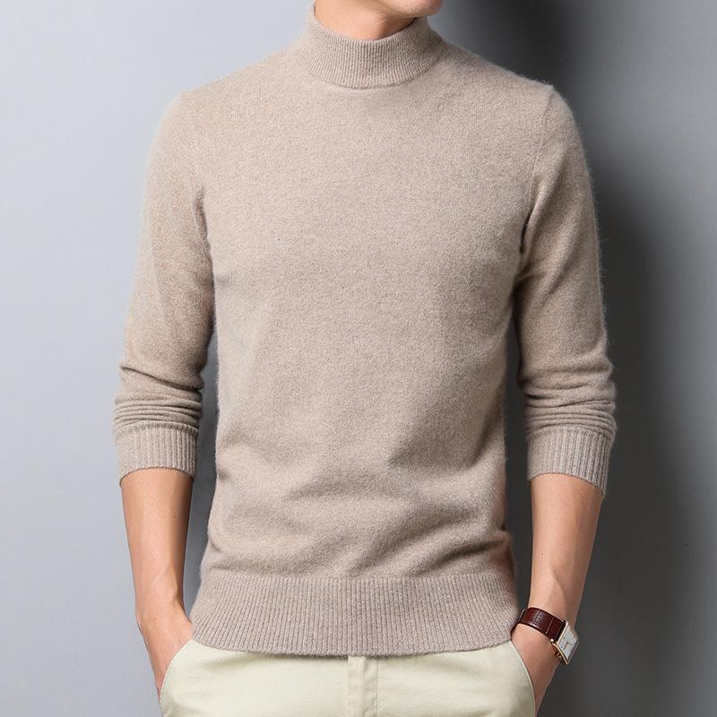 Yoxier Nieuwe herfst/winter mock neck trui heren effen kleur truien heren half coltrui gebreide modemerk casual herenkleding XXXXL donkergrijze kleur