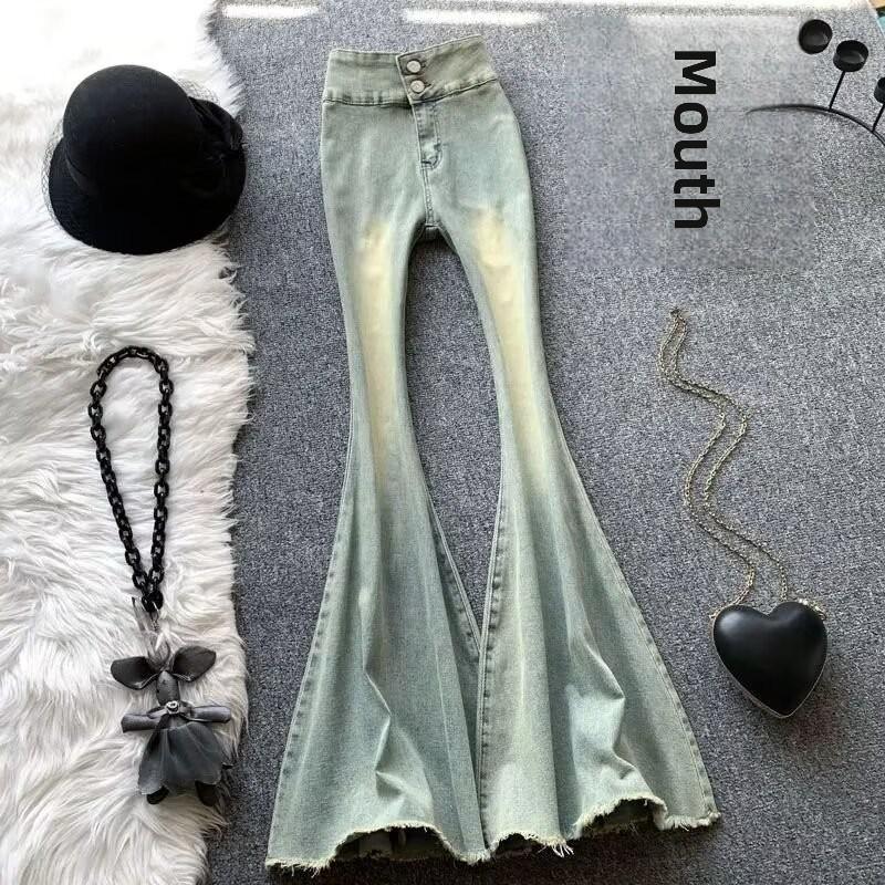 VantaGoods High-Waisted Gradient Flared Denim Jeans voor dames - Herfststijl L