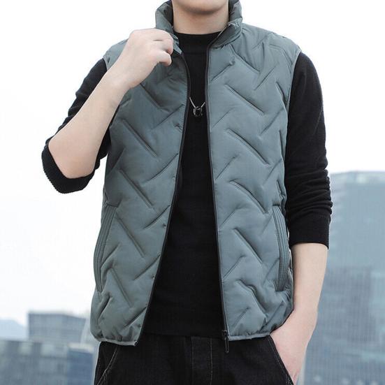 Talos Men Clothing Vestjas Mouwloos Koudebestendig Superzacht Stijlvol Verdikt Ritsvest Streetwear 2XL lichtgrijze kleur