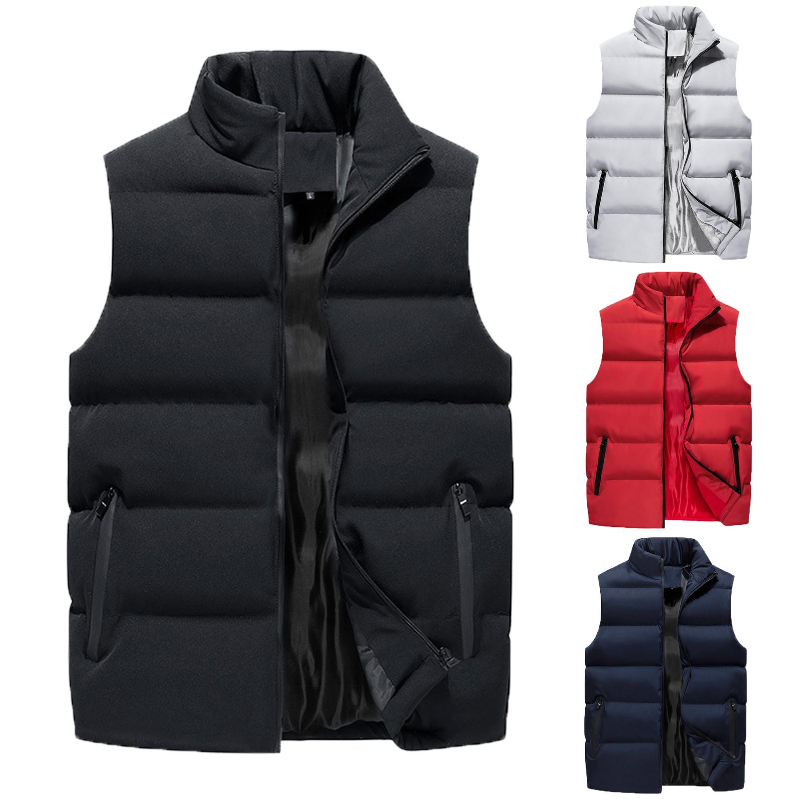 Niubiplus Casual herenvest Heren losse herfst- en winterwarme katoenen vestjas XXXXXL rood