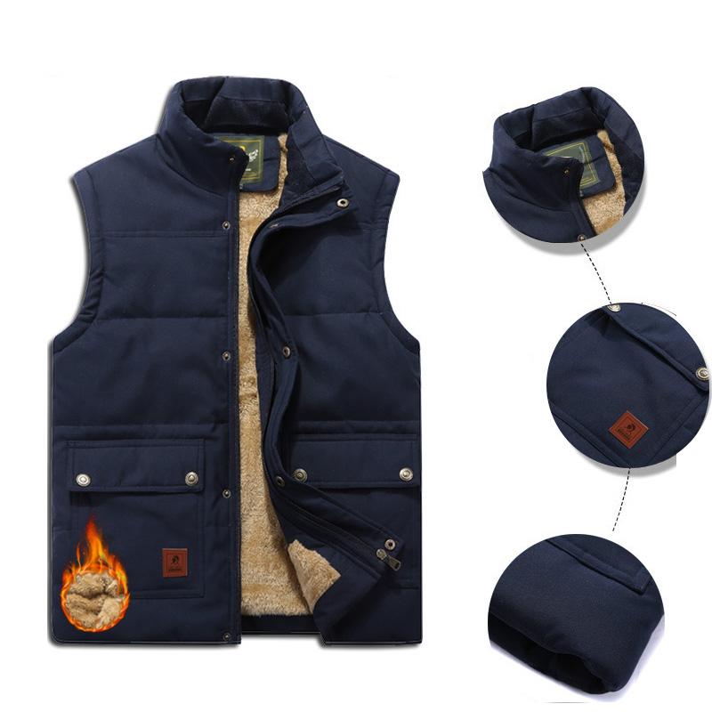 Lucky ioom Clothes Groot formaat winter warm casual uitloper mouwloos jack herenvest multi veel zakvest XL