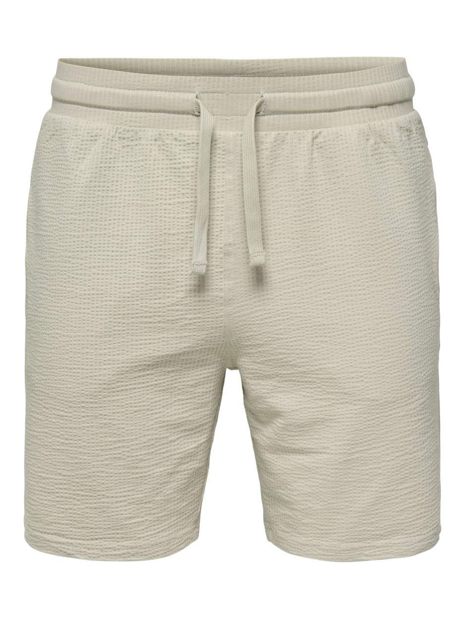 Only & Sons Onskian reg seersucker shorts beige