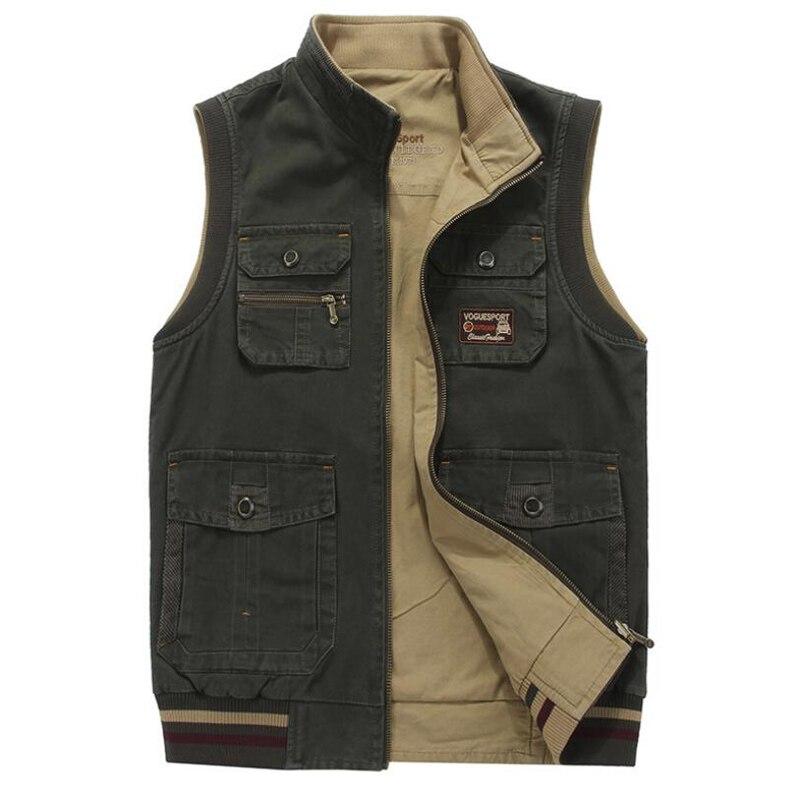 Lucky ioom Clothes Plus 9xl Vest Man Katoen Dubbelzijdig Tactisch Vest Veel Zakken Mouwloos Jasje Chalecos Para Hombre Jas Heren XXXXL zwart