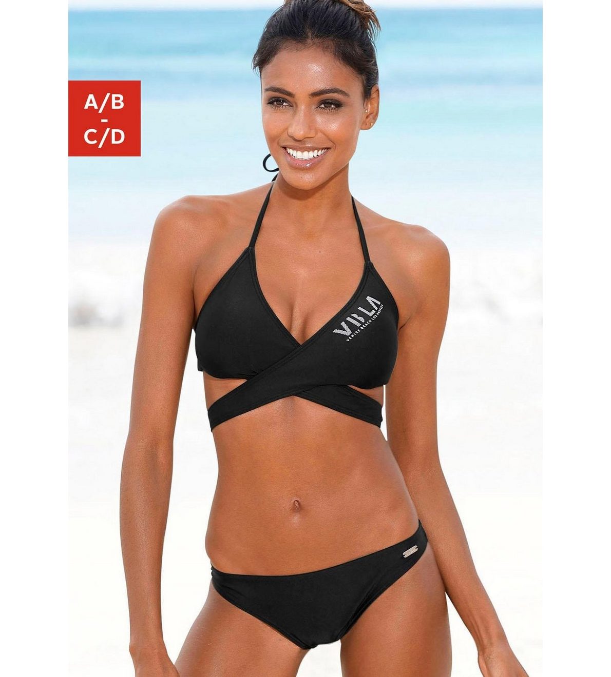 Venice Beach Triangelbikini met top in wikkel-look