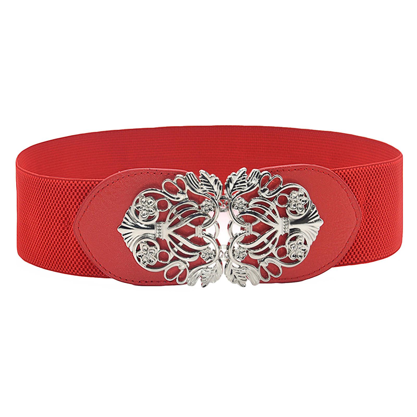 Linglong (ZO)Damesmode Vintage brede elastische stretchgesp tailleband tailleband One Size rood
