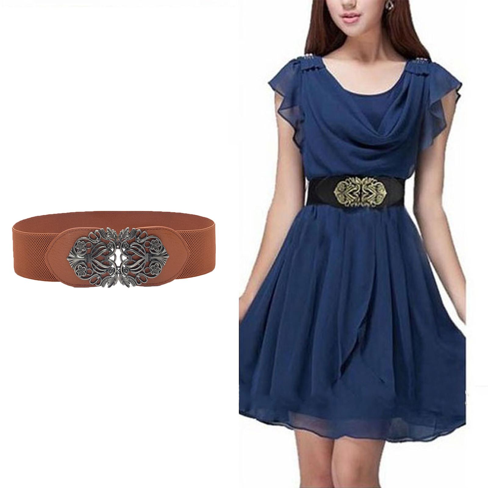 Constantine Damesmode Vintage brede elastische stretchgesp tailleband tailleband One Size bruin