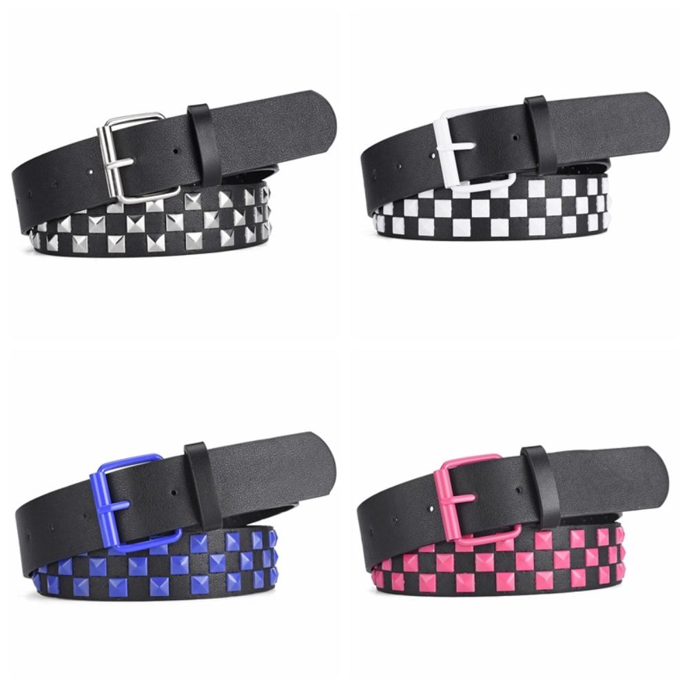 KaiTingu Brede zijpunk tailleriem klinknagel in jeans decoratie eenvoudige PU lederen riem dames/meisjes roze