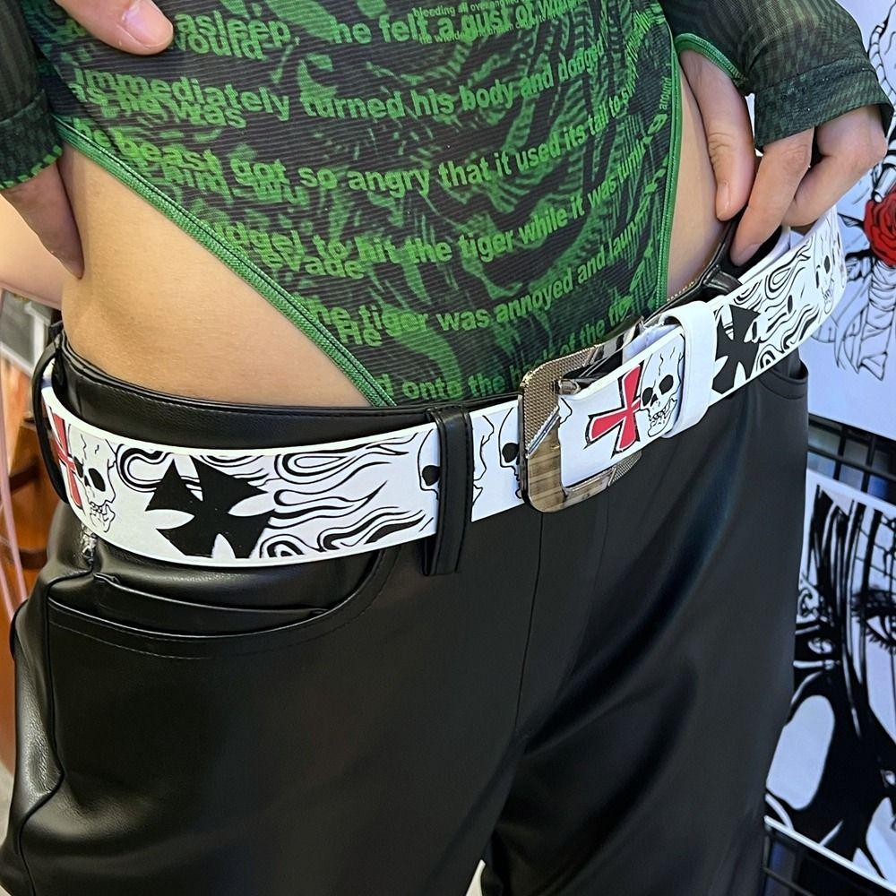 Ougang Punk Style For Men Female Waistband PU leather Belt Casual Belt Accessories Korean Waist Strap