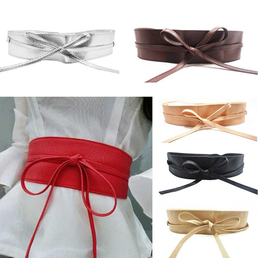 Zhoushang for Female Wide Self Tie Wrap Around Waist Band Dress Belt Elegant Bow Belt Ladies  Girls Belt