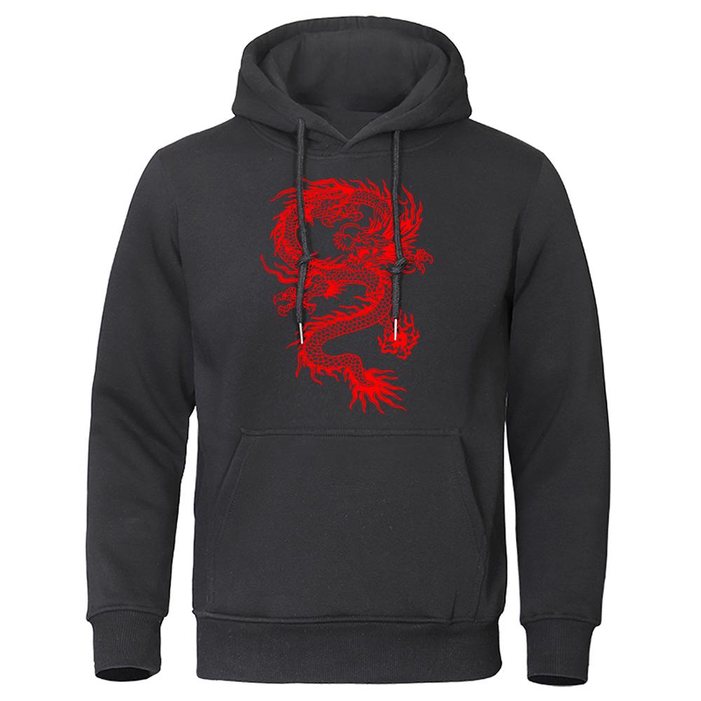 Boutique sports suit series 2 Chinese stijl rode draak bedrukte kleding heren hiphop streetwear truien crewneck persoonlijkheid hoodies casual mode hoody mannen M
