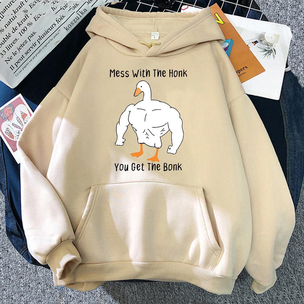 Xuhaijian02 Je krijgt de Bonk Humor Hoodies Grafische Sweatshirts Mannelijke Hoodie Cartoon Moordgans Kawaii Harajuku Oversized Mannen Esthetische Tops M