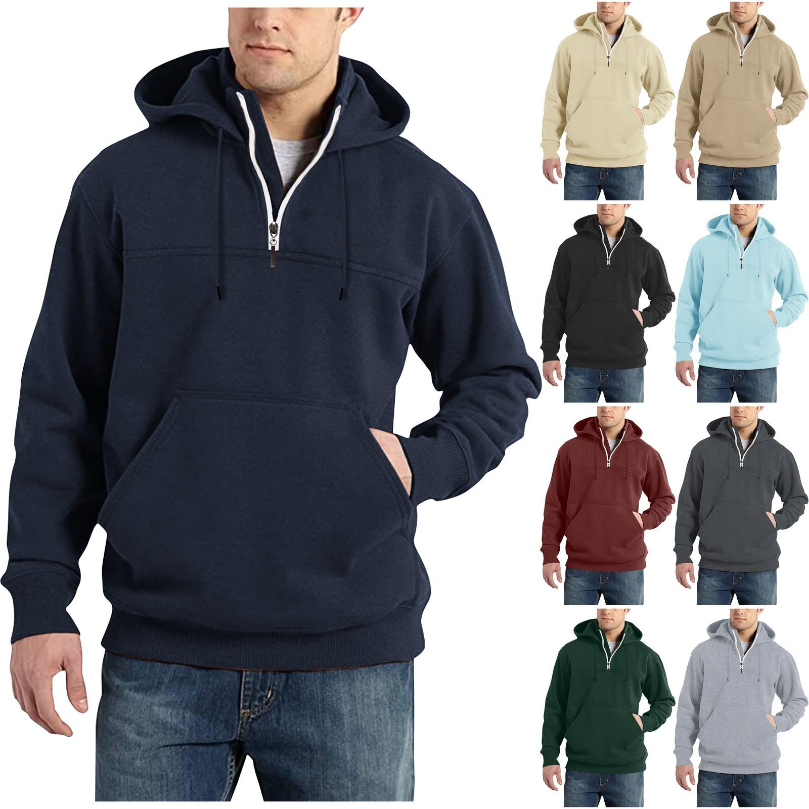 Ren Bag Heren Retro Hoodie met lange mouwen en capuchon Sweatshirt Tops Jasje Uitloper L hemelsblauwe kleur