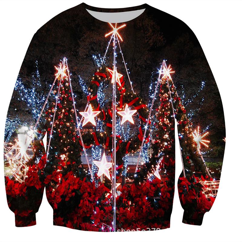 HerSight Herensweatshirt 3D Casual losse bedrukte hoodie Vintage patroon Kerstmis ronde kraag truien 6XL