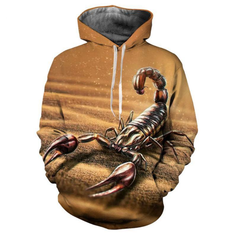 Bobby 2 Herfst Winter Animal Scorpion 3D Print Hoodies Mannen/Vrouwen Mode Hip-Hop Streetwear Sweatshirts met lange mouwen S