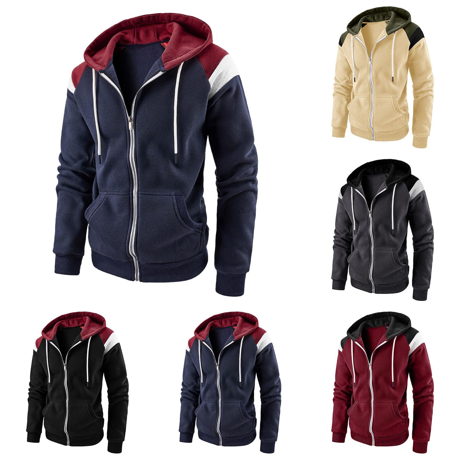 Luojin Nieuwe Europese en Amerikaanse heren color blocking modieuze hoodie casual sport top S
