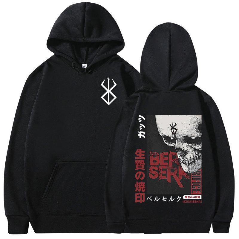 TENJINGE Trendy Anime Berserk Guts grafische print hoodie zwaardvechter Casca merk van opoffering Zodd hoodies heren vintage casual oversized truien M