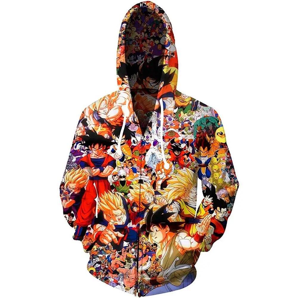 Nihao Nieuwe herfst winter 3D gedrukt cartoon hoodies lange mouw rits sweatshirt merk jas mode streetwear mannen tops hoodie S