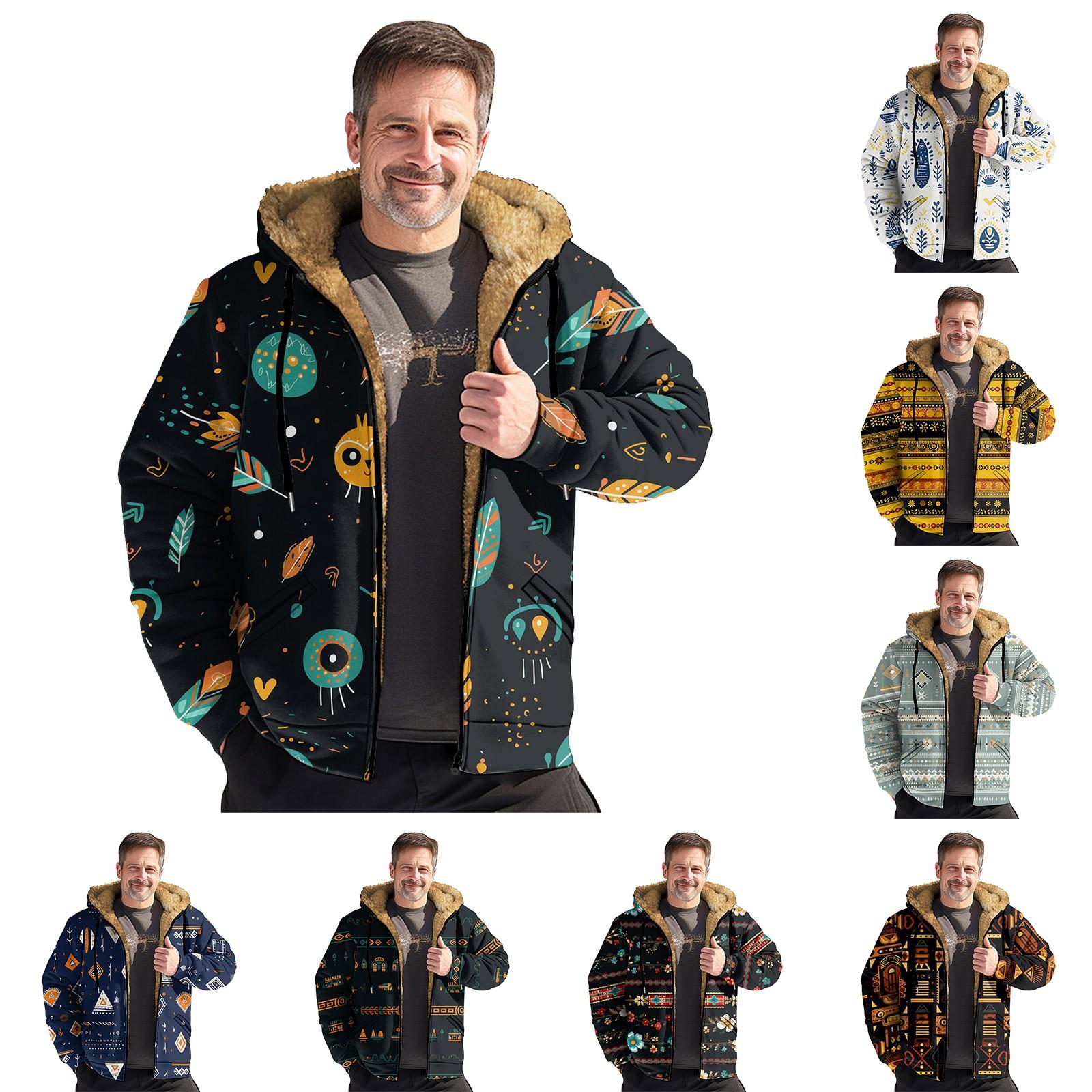 Niubiplus Herenjack met print Lente- en herfstcasual trendjack met capuchon en ritssluiting voor heren M geel