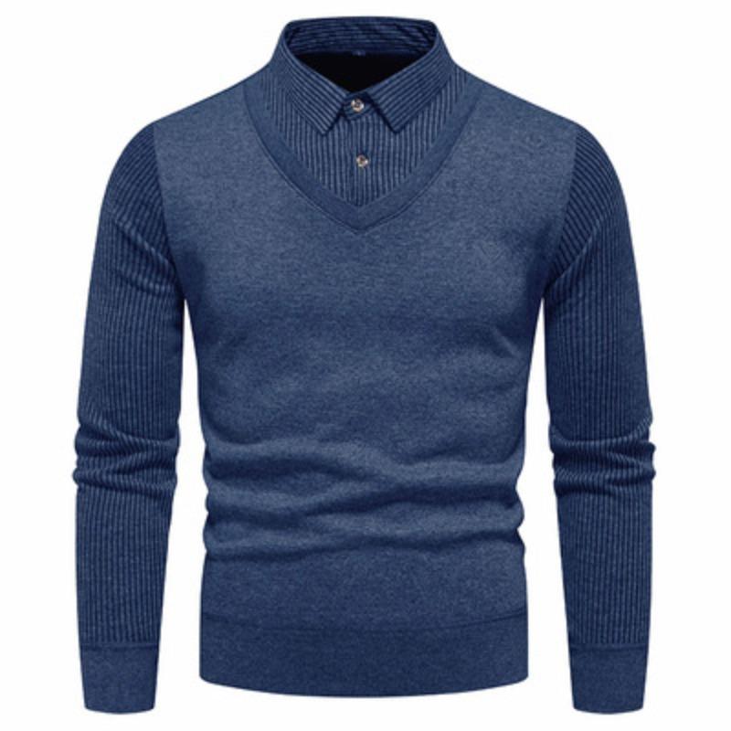 CHARM CLOTHINGS Winter Heren Trui Gebreide Trui Onderkant Shirt Slim Casual Warm Nep Tweedelige Trui Heren XXXL lichtgrijze kleur