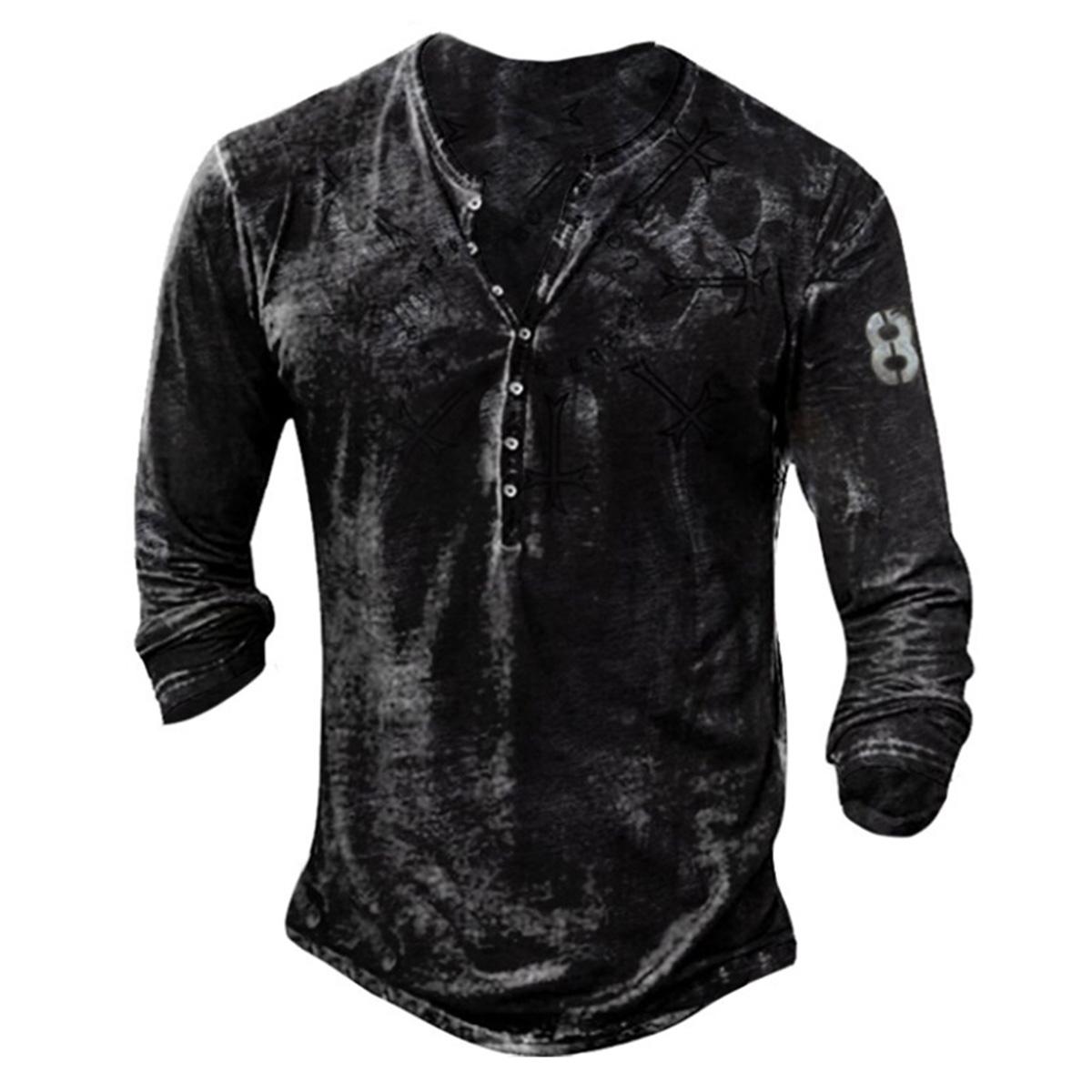 FX Men Mode-T-shirt met lange mouwen en grafische print voor heren Lente- en herfstsweatshirt met lange mouwen en print 3XL