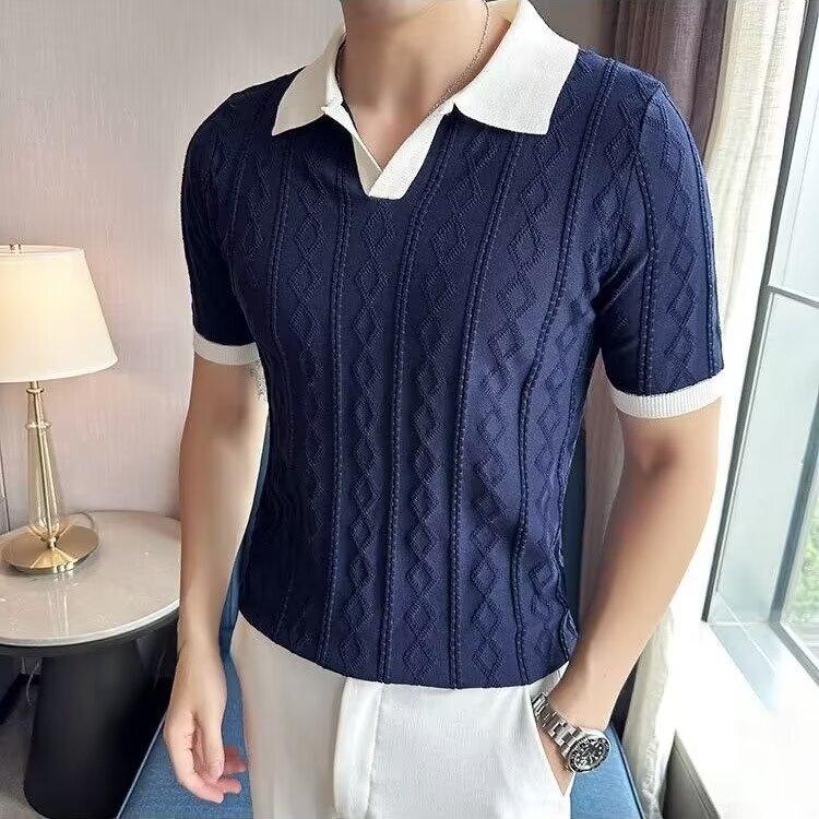 VantaGoods Heren Slim Fit Koreaans Poloshirt met Korte Mouwen 3XL wit