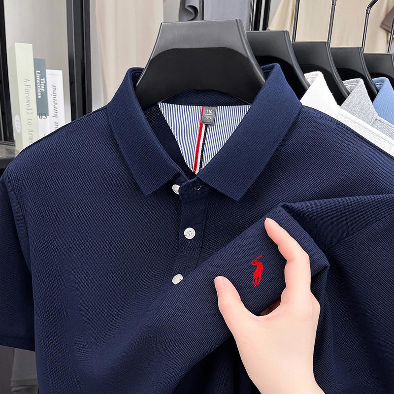 CHARM CLOTHINGS Ciphertext Poloshirt Heren T-shirt met korte mouwen Ademend in IJszijde Lood Geborduurd Onderhemd L