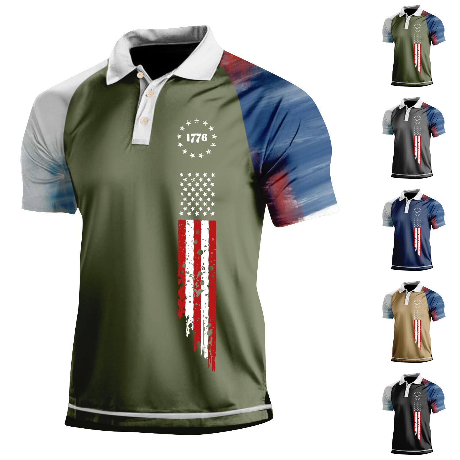Wahaha123 Golfshirt voor heren Casual Sport V-hals Geribbelde kraag Korte mouw Mode Casual Effen Kleur Effen Lente en zomer Normale pasvorm M zwart