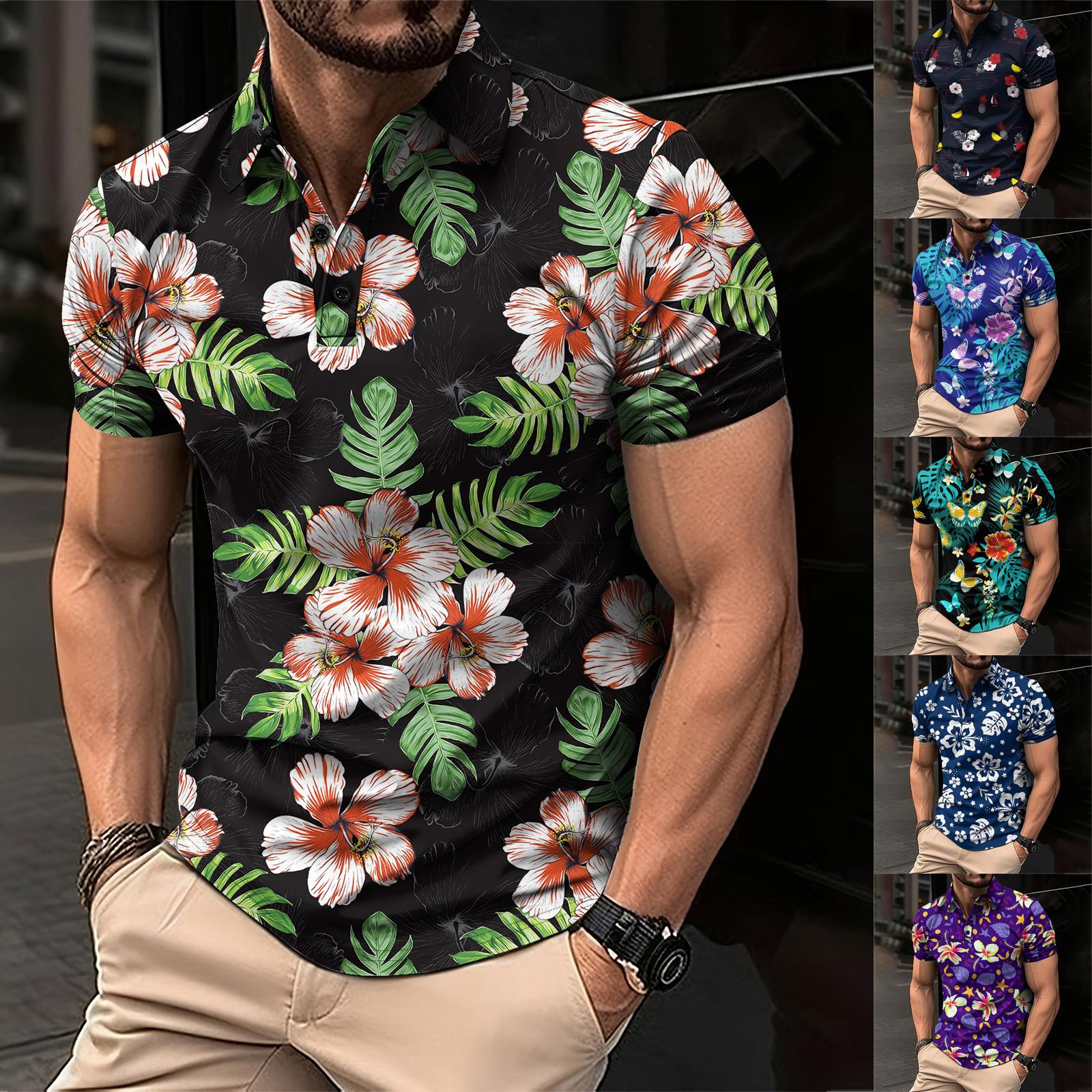 Wahaha123 Golfshirt voor heren Casual Sport V-hals Geribbelde kraag Korte mouw Mode Casual Effen Kleur Effen Lente en zomer Normale pasvorm XXXL сyaan