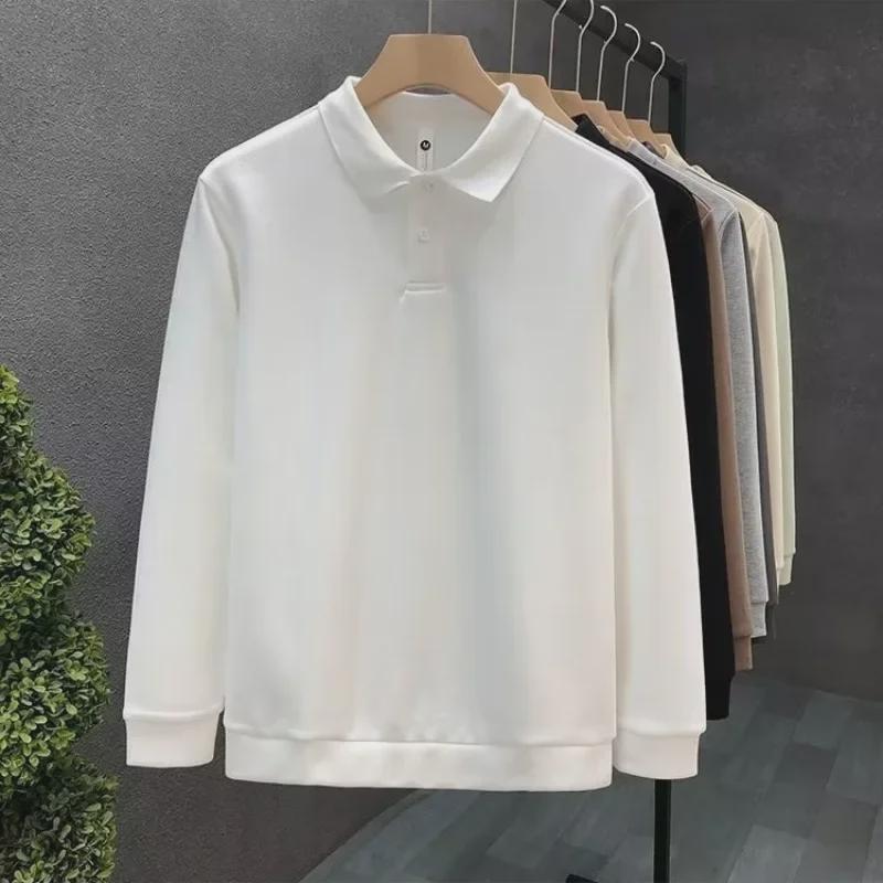 VantaGoods Trendy wit poloshirt met lange mouwen voor heren - Europees merk, herfstcollectie 2023, casual top met kraag. L wit
