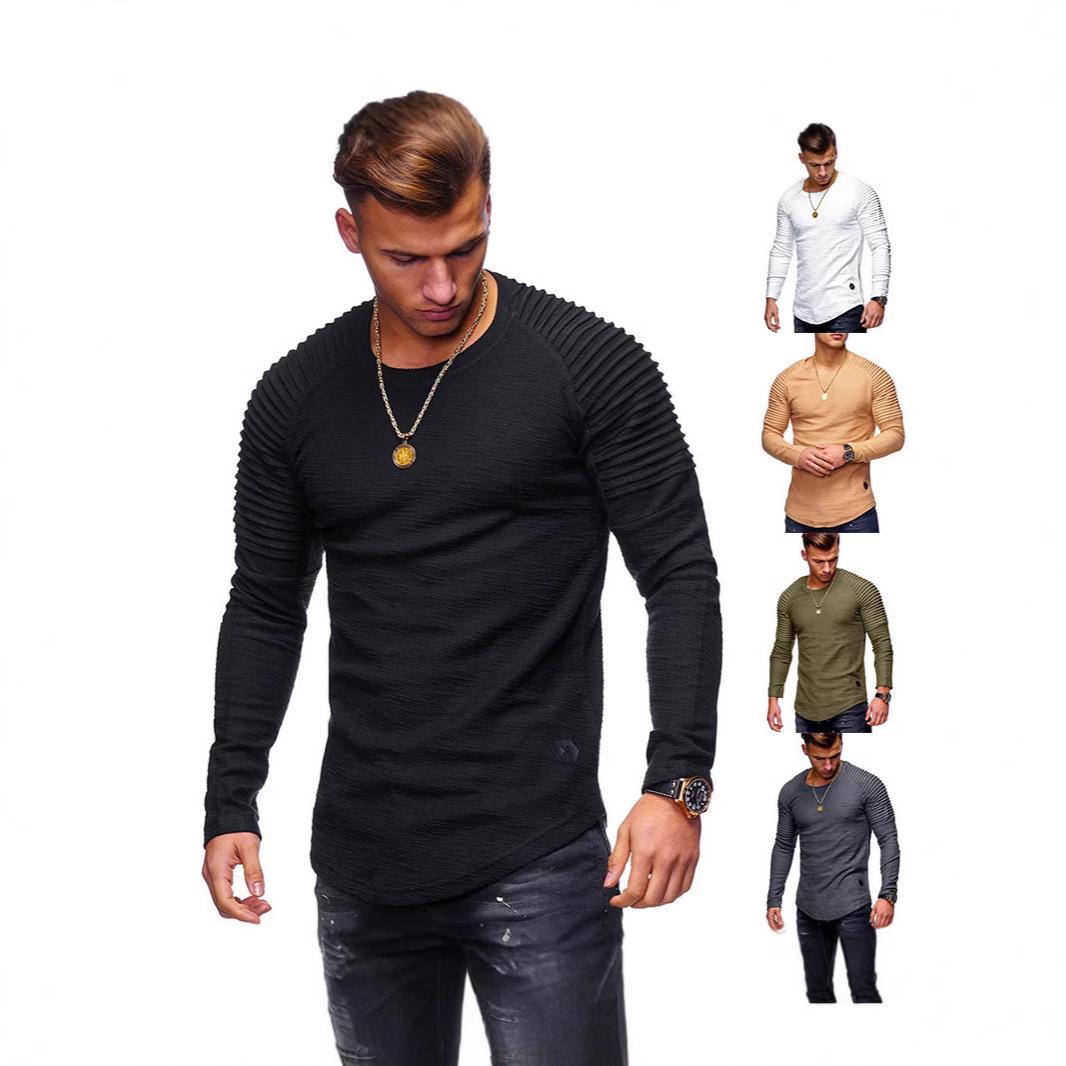 VantaGoods Heren Slim Fit T-shirt met lange mouwen en raglanmouwen - effen kleur, ronde hals, geplooide mouwen, perfect voor de lente en herfst. XL wit