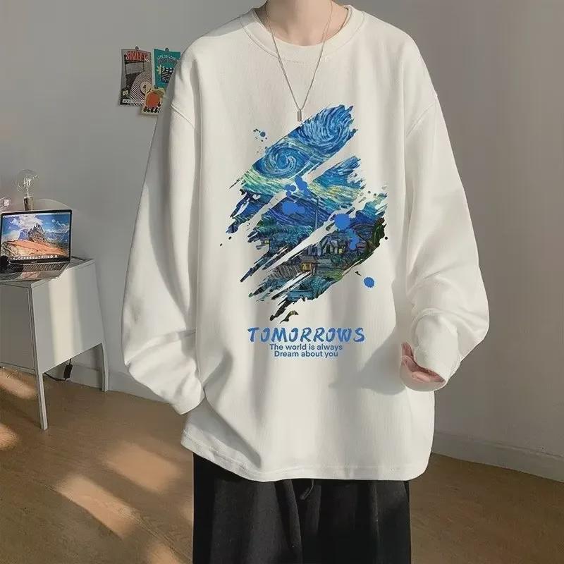 VantaGoods Heren 2023 American Fashion Heavy Cotton T-shirt met lange mouwen en losse pasvorm 2XL zwart
