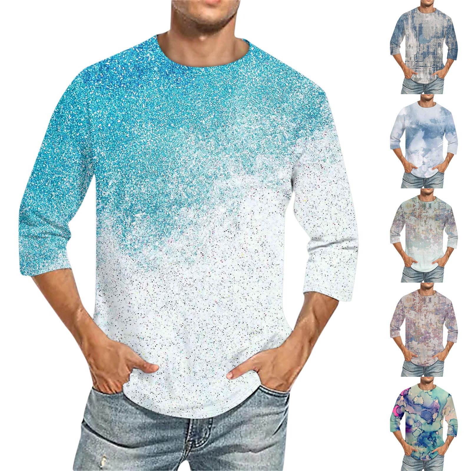 Wahaha123 Heren Ronde Hals Driekwart Mouw Top Casual Mode T-shirt XXL