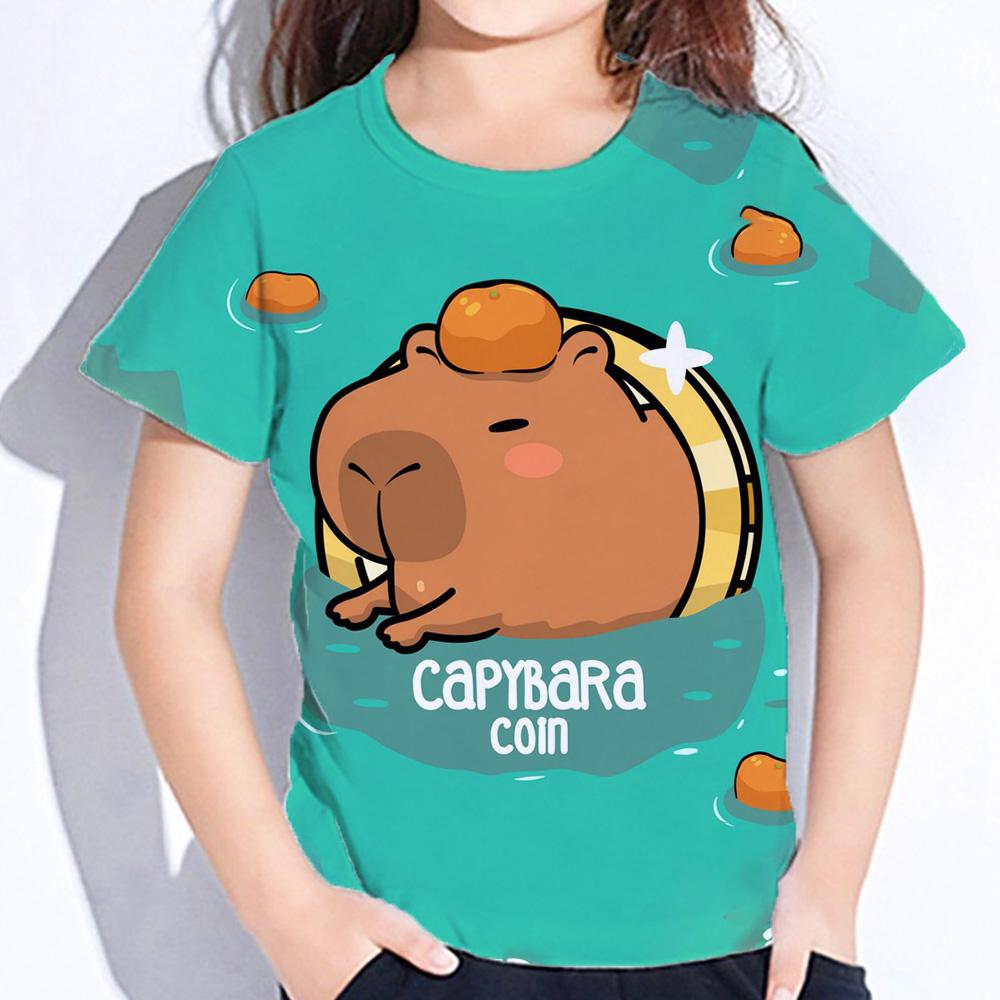 ETST WENDY 012 Kinderkleding voor meisjes Capybara T-shirt voor meisjes Kawaii Meisjes Zomerkleding Cartoon T-shirts Top Shirts 2024 Babykleding 130