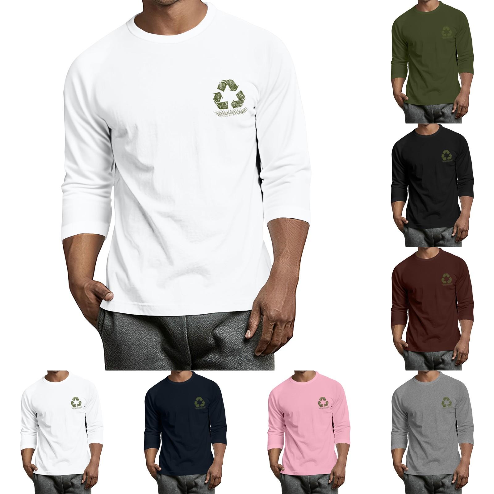 Choose one Men's casual and fashionable printed collar three-quarter sleeve top T-shirt XXL wit