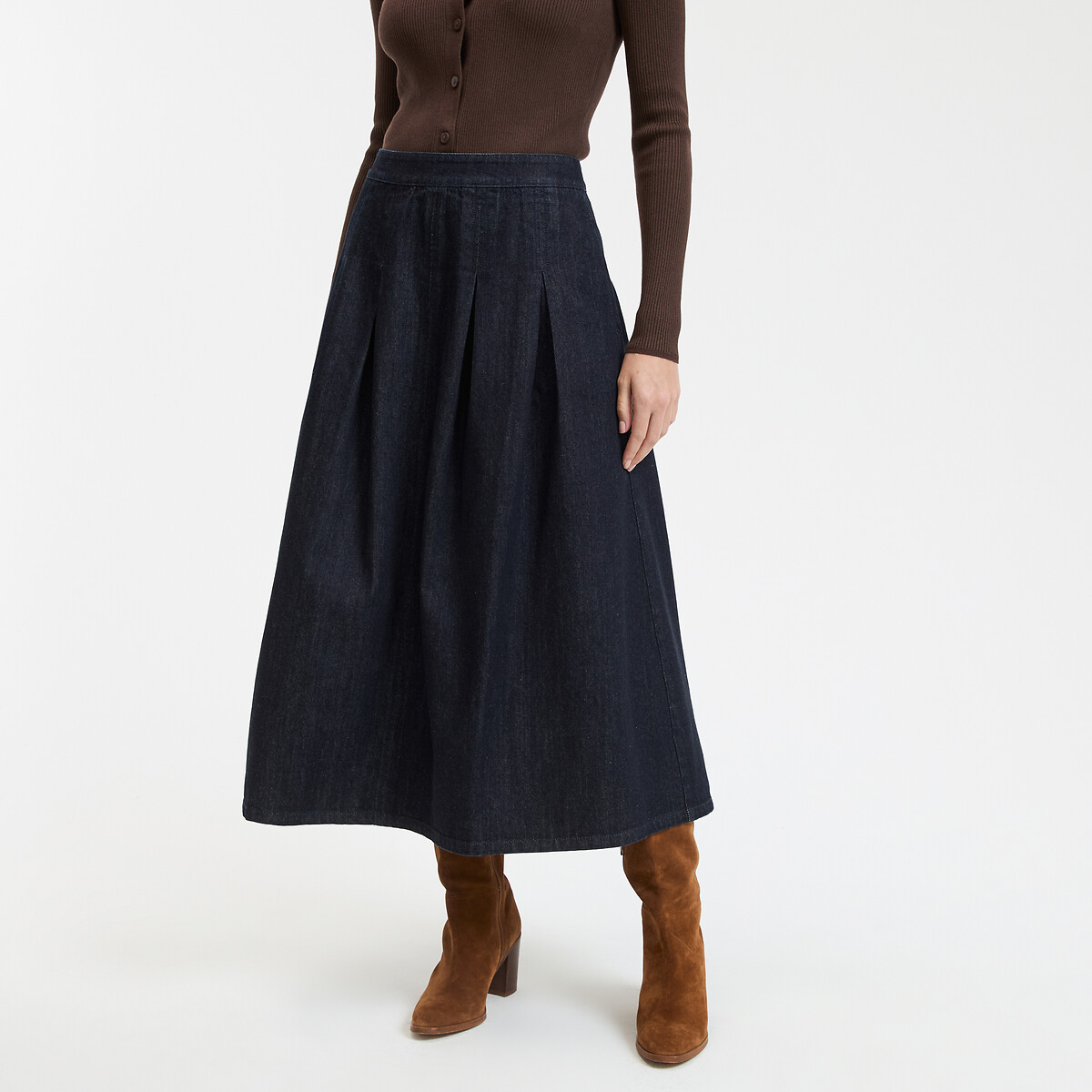 LA REDOUTE COLLECTIONS Uitlopende denim rok, halflang