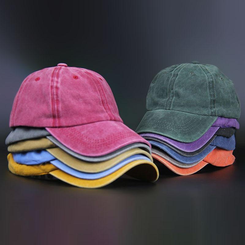 LChome Gewassen katoenen effen baseballpet retro verstelbare vaderhoeden cadeau voor mannen vrouwen roze
