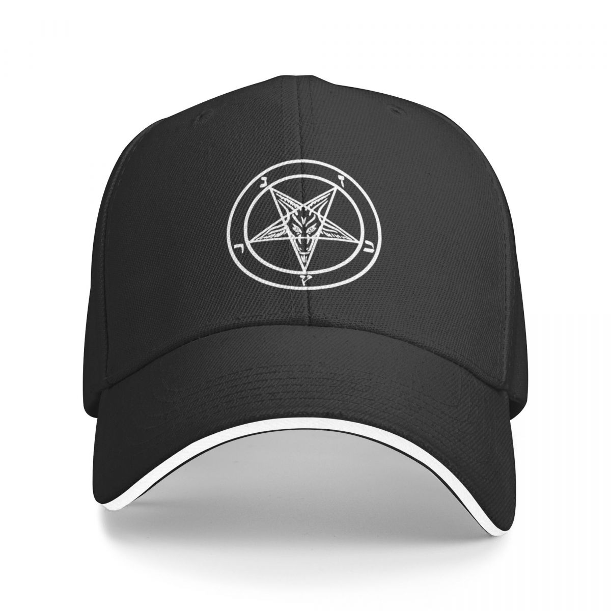 Alice cap Baphomet Geitkop Omgekeerd Pentagram Occult Satanisch Logo Baphomet Occult Zwart Sigil Cap Baseballpet Vizier