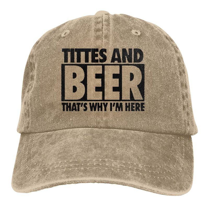 Alice cap Titties and Be-er Thats Why Im Here Dames Baseball Cap, Unisex Verstelbare Gewassen Katoenen Denim Cap voor Mannen en Vrouwen One Size