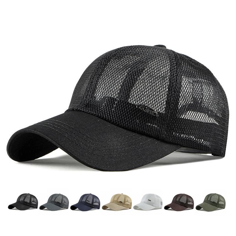ONIHUA Zomer ademend mesh honkbalhoed heren buitensporten golfvissen hoeden dames zonnebrandcrème snapback hoed 55-60cm koffie